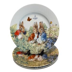Peter Rabbit & Friends Garden Dinner Plates Beatrix Potter Set Of 4 Zrike NEW